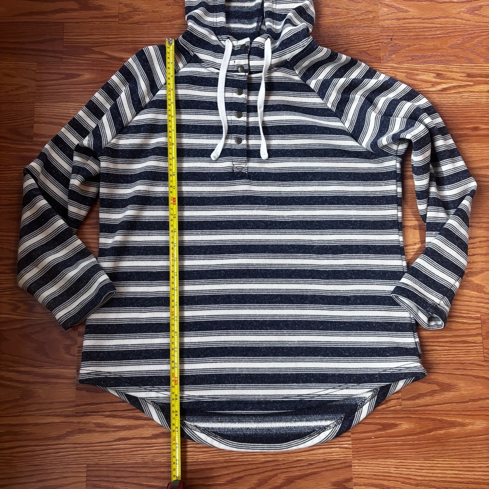 Eddie Bauer Half Snap Pullover Hoodie Blue Gray White Stripes Outdoor Preppy XL - Picture 6 of 8